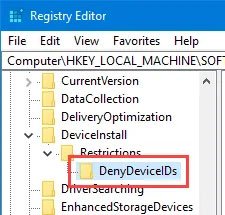 Đặt tên cho key mới là DenyDeviceIDs