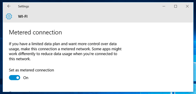 Bật Set as metered connection