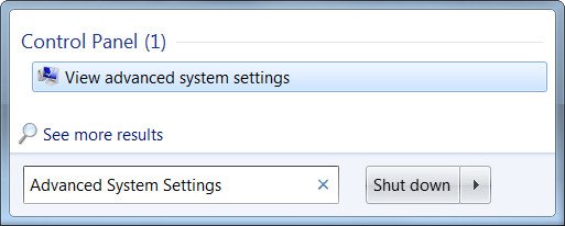 Tìm Advanced System Settings
