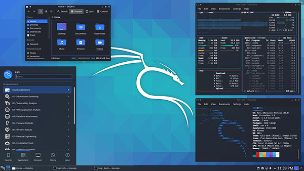 Giao diện hệ điều hành Kali Linux