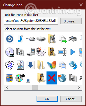Chọn một trong những icon có sẵn trong Windows để thay thế biểu tượng shortcut