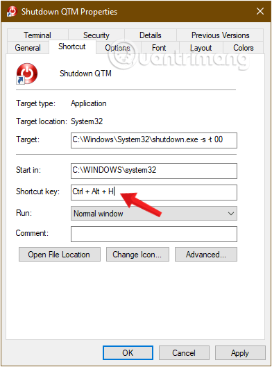 Tạo hotkey cho shortcut