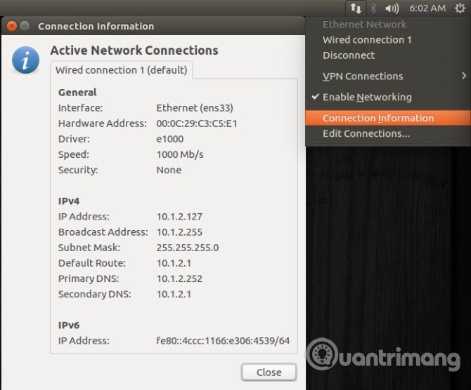 Chọn Connection Information