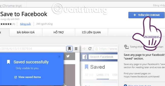 Sử dụng tiện ích Save to Facebook