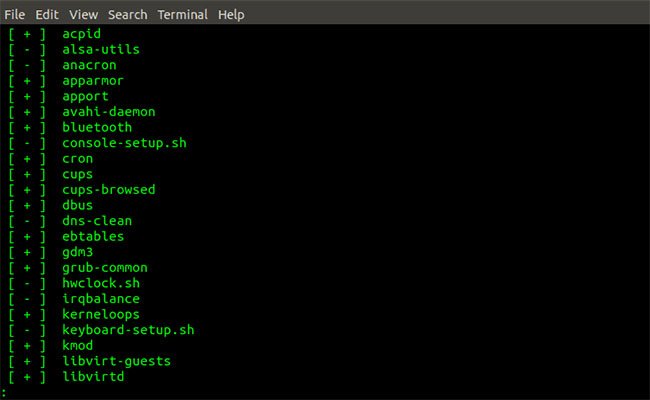 Đầu ra lệnh service –status-all | Less