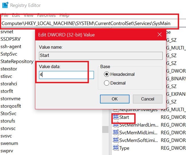 Vô hiệu hóa SysMain bằng Registry Editor