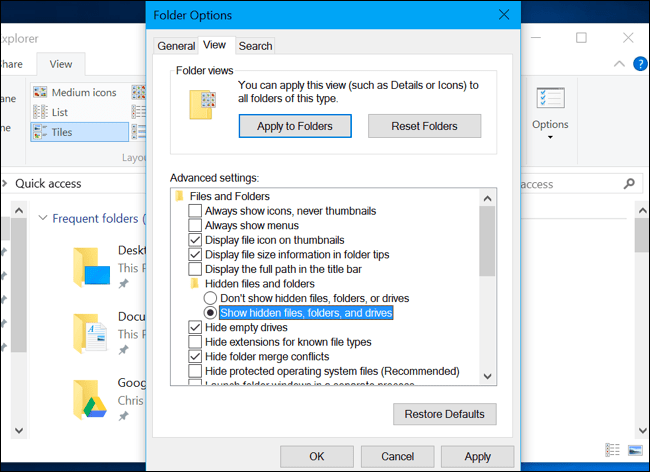 Show Hidden files, Folders and Drivers