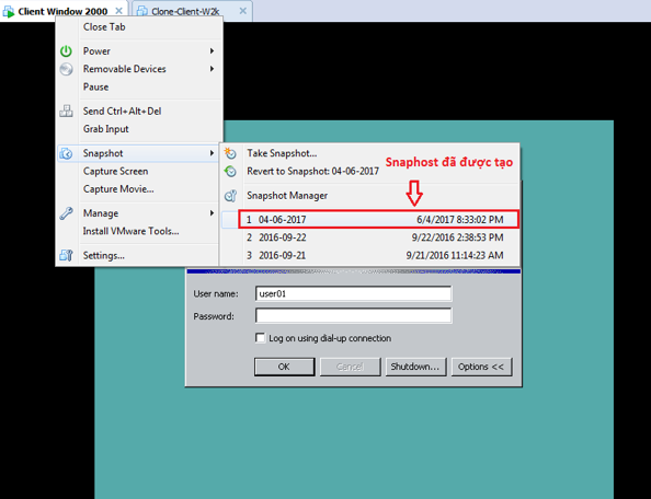Hướng dẫn sử dụng snapshot cơ bản trong VMware - Ảnh 4. Hướng dẫn sử dụng snapshot cơ bản trong VMware - Ảnh 4.