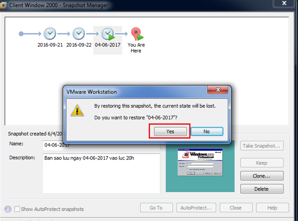 Hướng dẫn sử dụng snapshot cơ bản trong VMware - Ảnh 7. Hướng dẫn sử dụng snapshot cơ bản trong VMware - Ảnh 7.