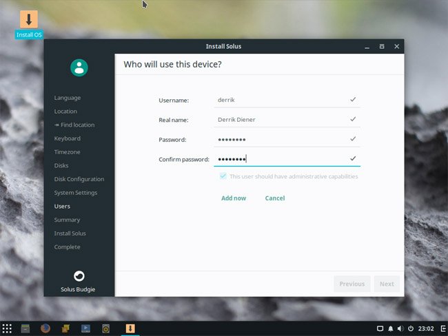 Tạo user, password