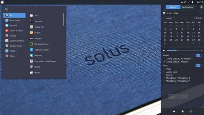 Giao diện chính của Solus OS