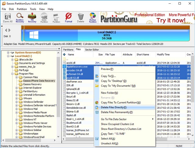 Chọn Delete Files Directly(F)