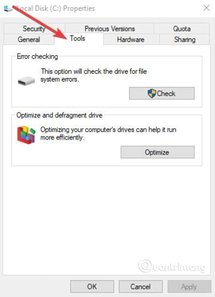 Truy cập tab Tools