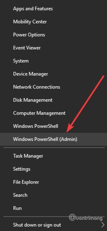 Chọn Windows PowerShell (Admin)