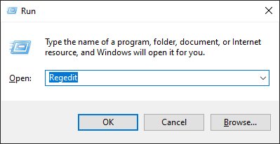 Nhập regedit 