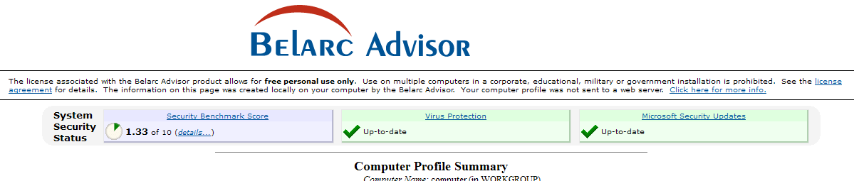 Belarc Advisor