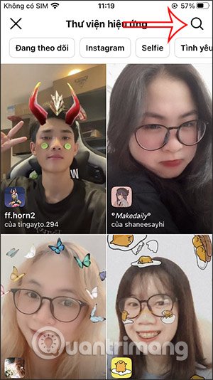 Truy cập album filter