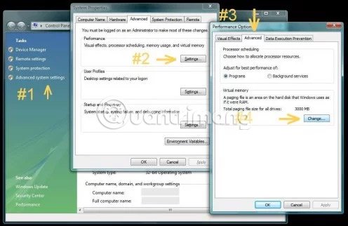 Pagefile trong Vista tiêu thụ tài nguyên 