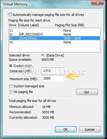 Cố định kích thước pagefile