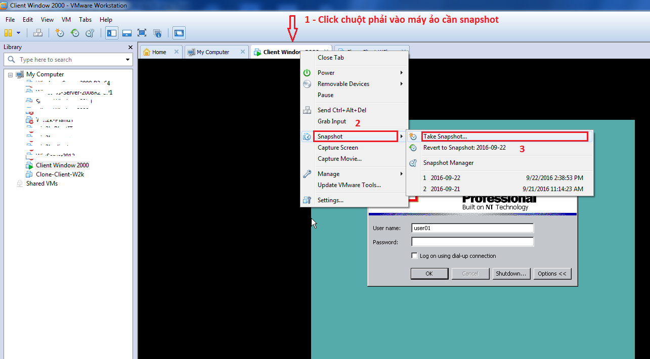 Hướng dẫn sử dụng snapshot cơ bản trong VMware - Ảnh 2. Hướng dẫn sử dụng snapshot cơ bản trong VMware - Ảnh 2.