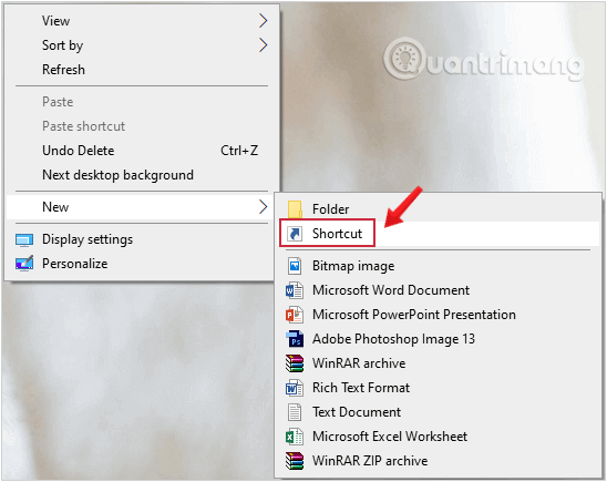 Tạo một Shortcut mới ngoài màn hình desktop