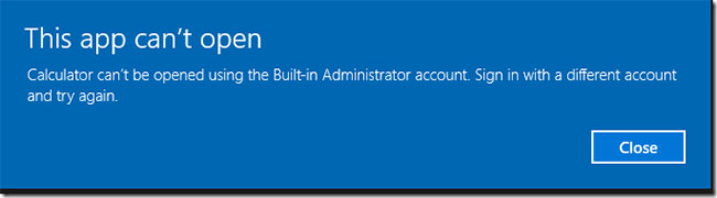 Bạn không thẻ mở ứng dụng máy tính bằng tài khoản admin