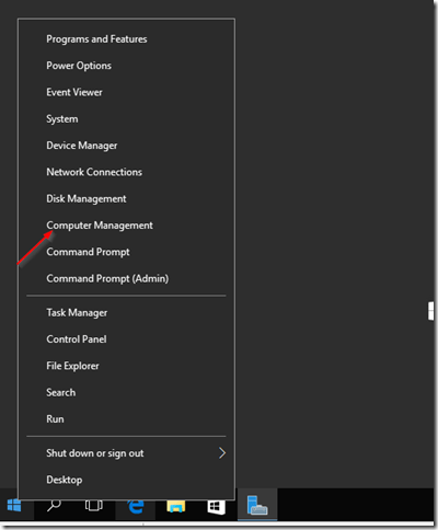 Vào menu Start, chọn Computer Management