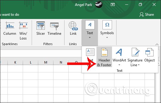 Chèn Header trong Excel