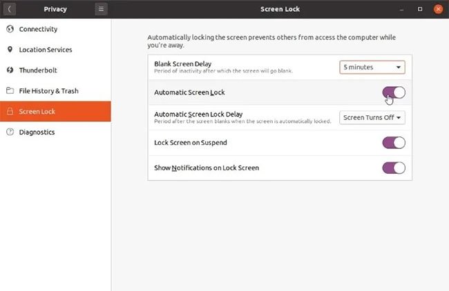 Tắt tùy chọn Automatic Screen Lock