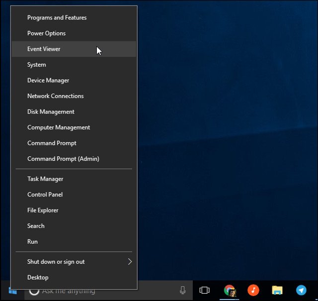 Mở Event Viewer