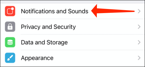 Bấm vào mục “Notifications and Sounds”
