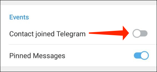 Tắt “Contact Joined Telegram”