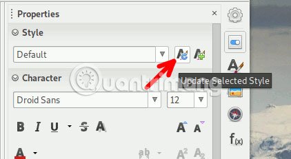 Nhấp vào nút “Update Selected Style”