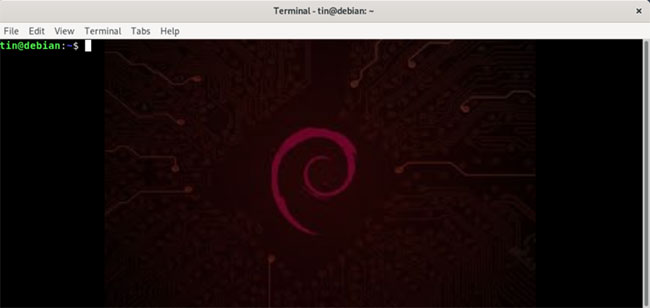 Terminal sau khi đặt hình nền