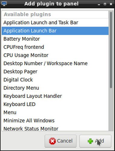Chọn Application Launch Bar
