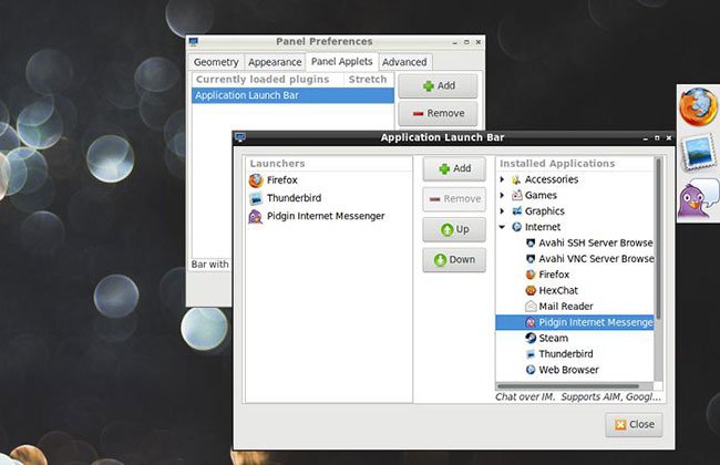 Thêm các Application Launch Bar khác nhau