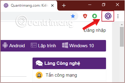 Biểu tượng Profile ở góc trên cùng bên phải trình duyệt