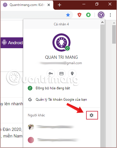 Mở cửa sổ Quản lý mọi người