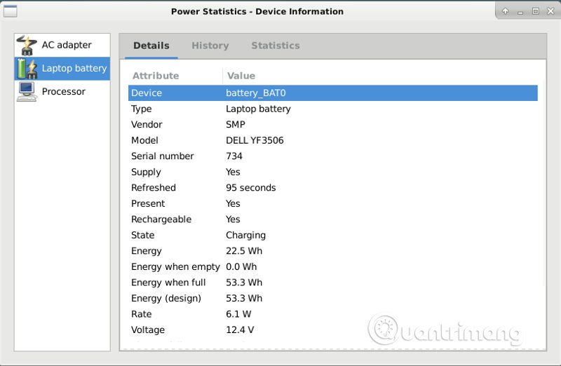 Công cụ GNOME Power Statistics