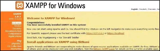 Trang cấu hình XAMPP