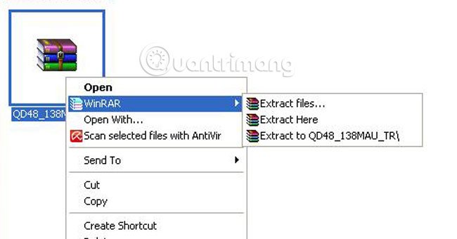 Hướng dẫn thu gọn menu WinRAR trên menu chuột phải