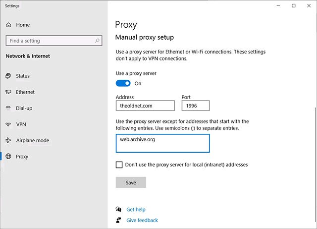 Cài đặt proxy Windows 10