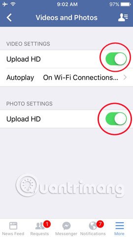 Tải ảnh HD lên Facebook trên iPhone/iPad