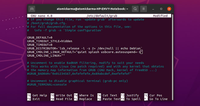Chỉnh sửa file grub