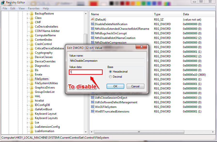 vô hiệu hóa tính năng nén file NTFS