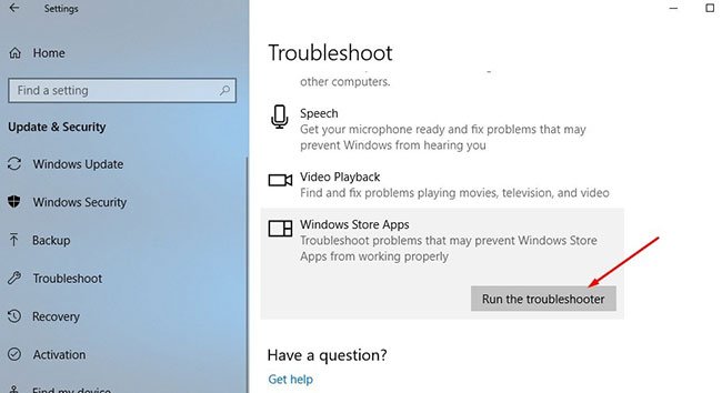 Chạy trình gỡ rối ứng dụng Windows 10