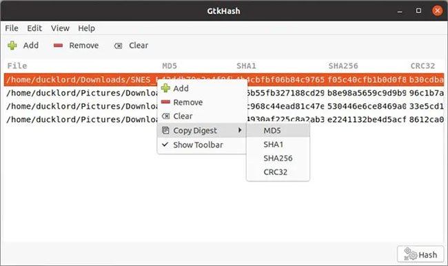 Sao chép hash của file vào clipboard