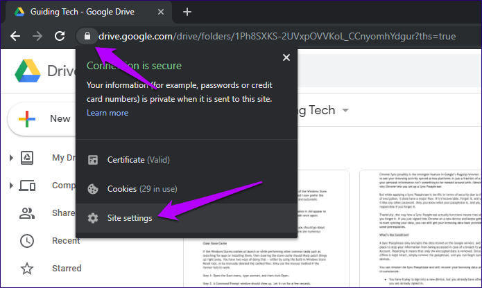 Click vào Site Settings
