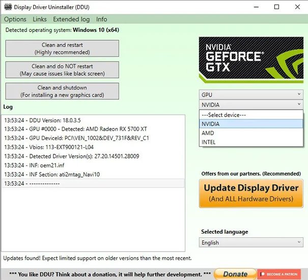 DDU (Display Driver Uninstaller)
