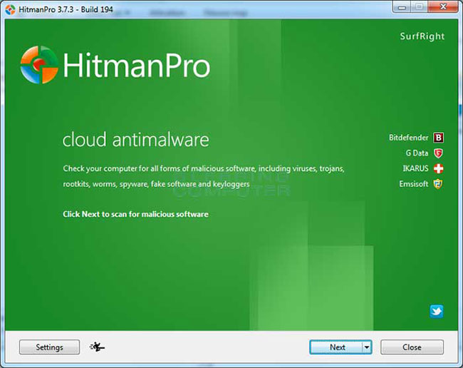 Sử dụng HitmanPro để quét máy tính